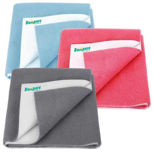 Easily Quick Dry & Absorbent Sheet Polycotton Baby Bed Protecting Waterproof Mat (Pack of 3) - Bumpers