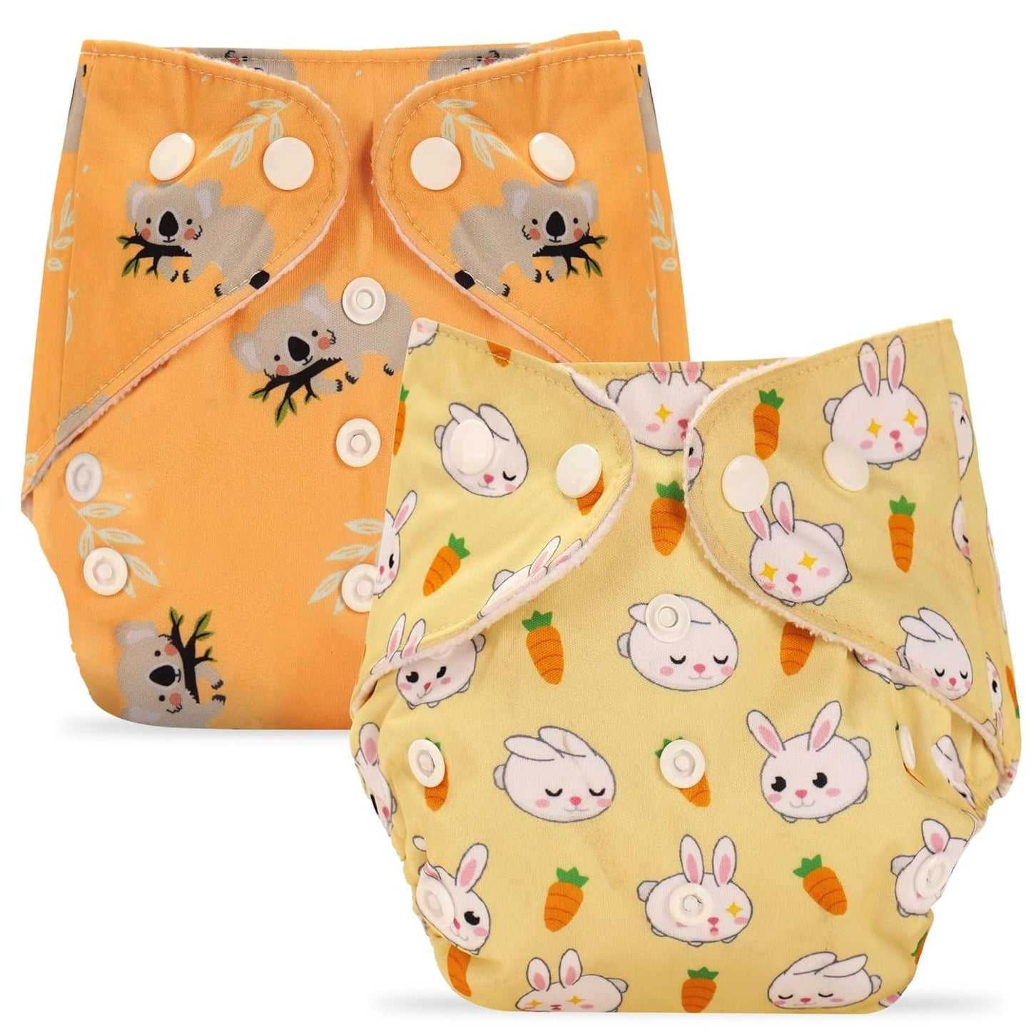 Extra Absorbant, Reusable, Organic, Waterproof & Adjustable cloth diaper for babies/Kids | Free size (Beige + Yellow) - Bumpers