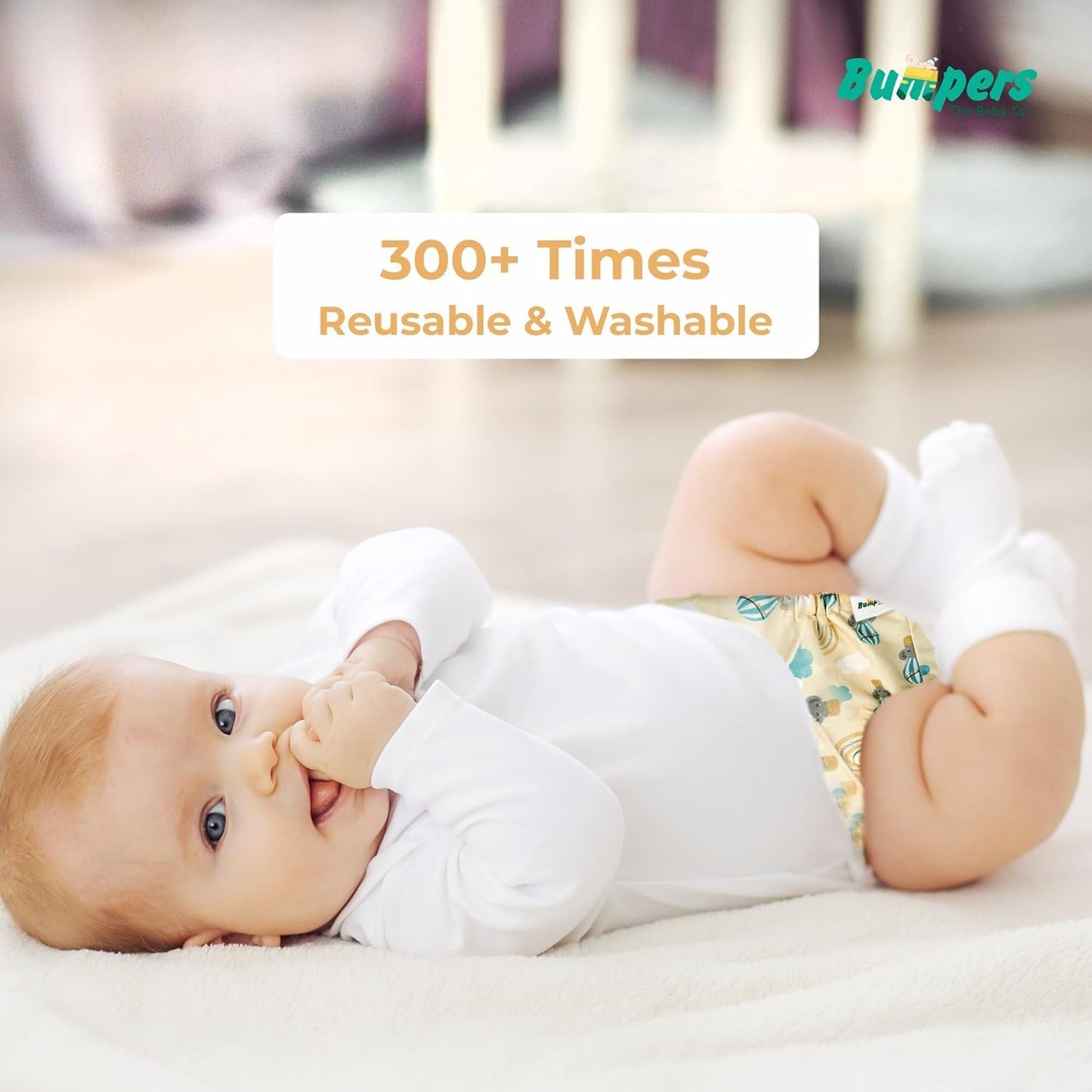 Extra Absorbant, Reusable, Organic, Waterproof & Adjustable cloth diaper for babies/Kids | Free size (Beige + Light Pink)
