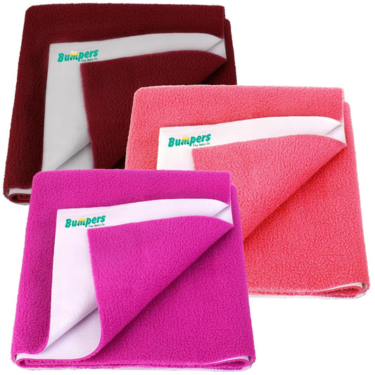 New Quick Dry & Absorbent Sheet Polycotton Baby Bed Protecting Waterproof Mat (Pack of 3) - Bumpers