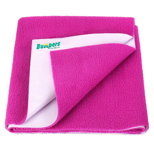 Waterproof Quick Dry Sheet for Baby| Bed Pad Extra Absorbent Washable Mattress Protector| Baby Bed Protecting Waterproof Mat (Rani Pink) - Bumpers