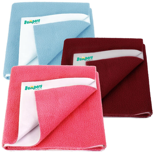 Easily Quick Dry & Absorbent Sheet Polycotton Baby Bed Protecting Waterproof Mat (Pack of 3) - Bumpers