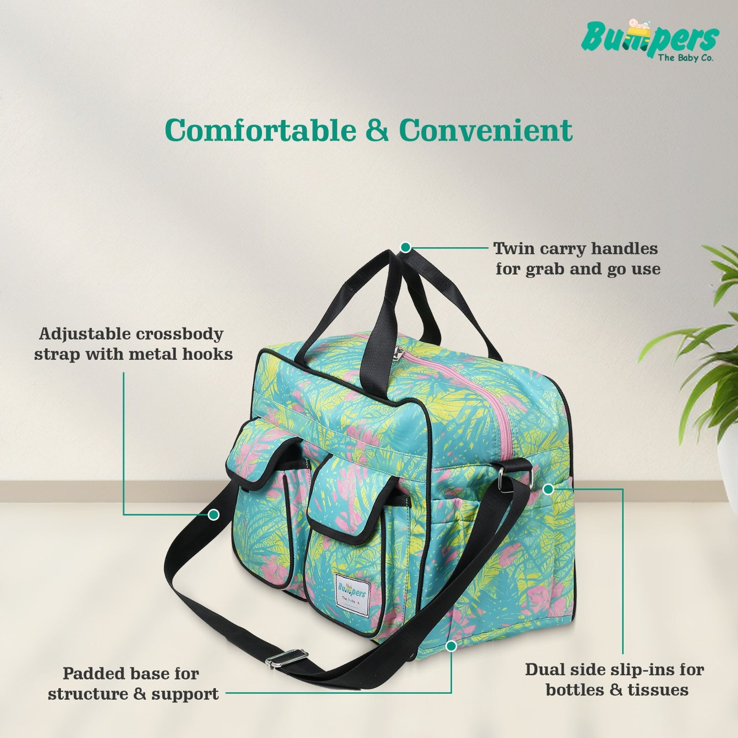 Bumper Tropical Leaf Diaper Bag