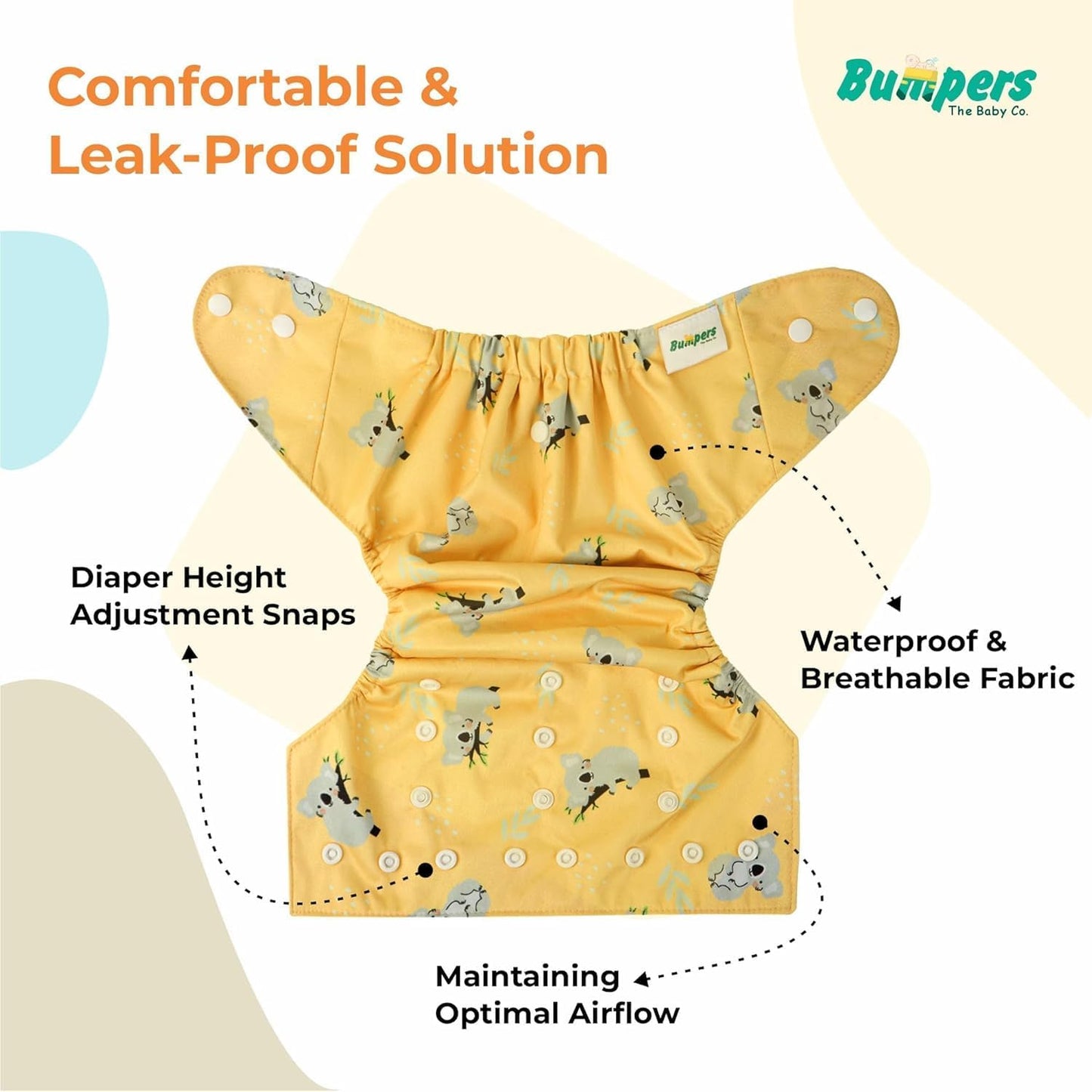 Extra Absorbant, Reusable, Organic, Waterproof & Adjustable cloth diaper for babies/Kids | Free size (Beige + Light Pink)