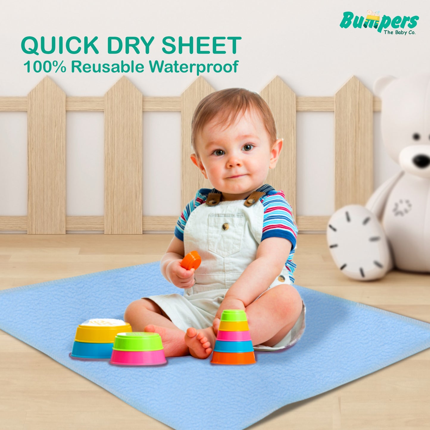 Anti-Piling Quick Dry & Absorbent Sheet Polycotton Baby Bed Protecting Waterproof Mat