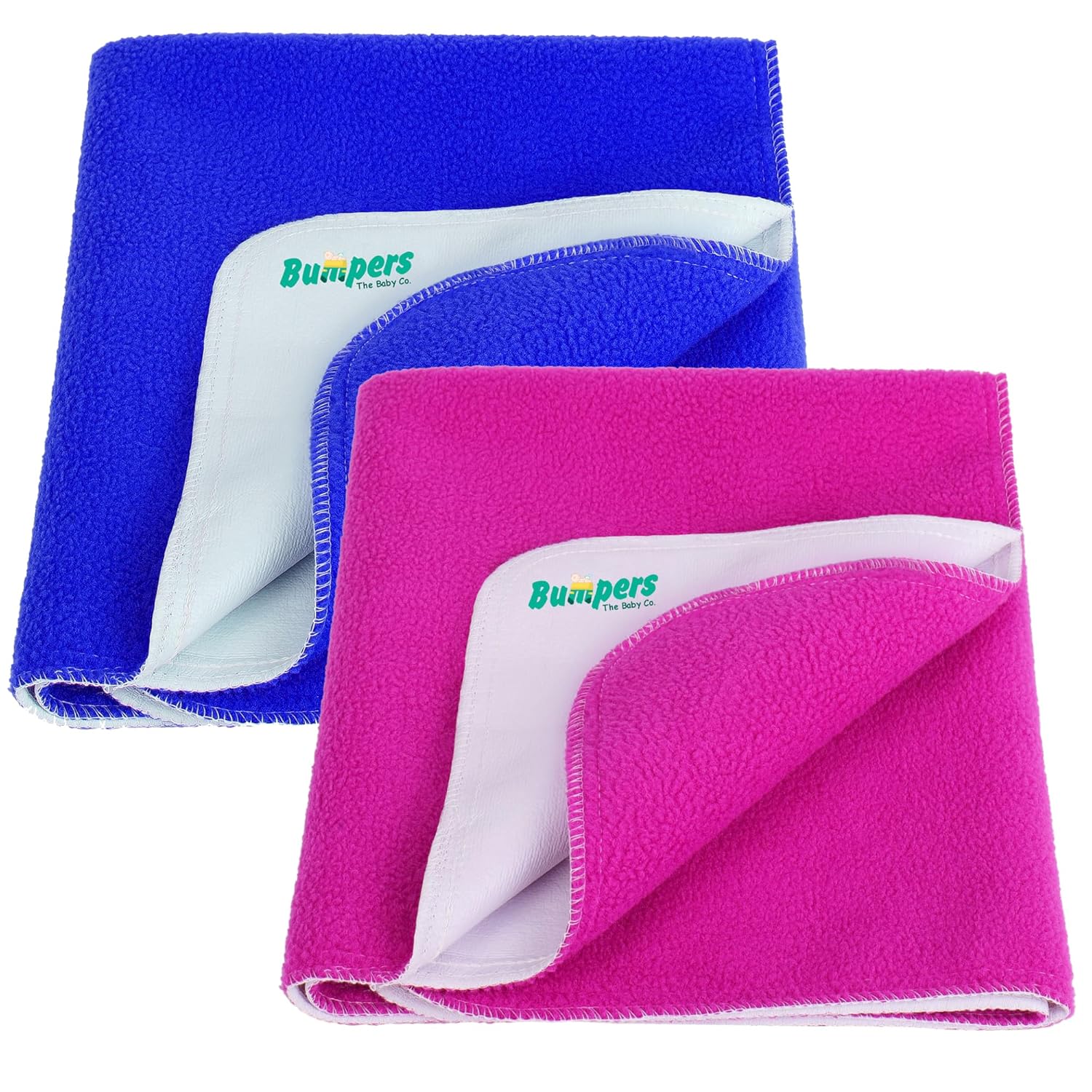 Anti-Piling Interlock Quick Dry & Absorbent Sheet Polycotton Baby Bed Protecting Waterproof (Pack of 2) - Bumpers