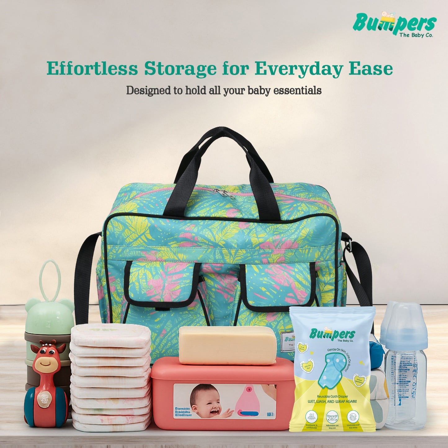 Bumper Tropical Leaf Diaper Bag