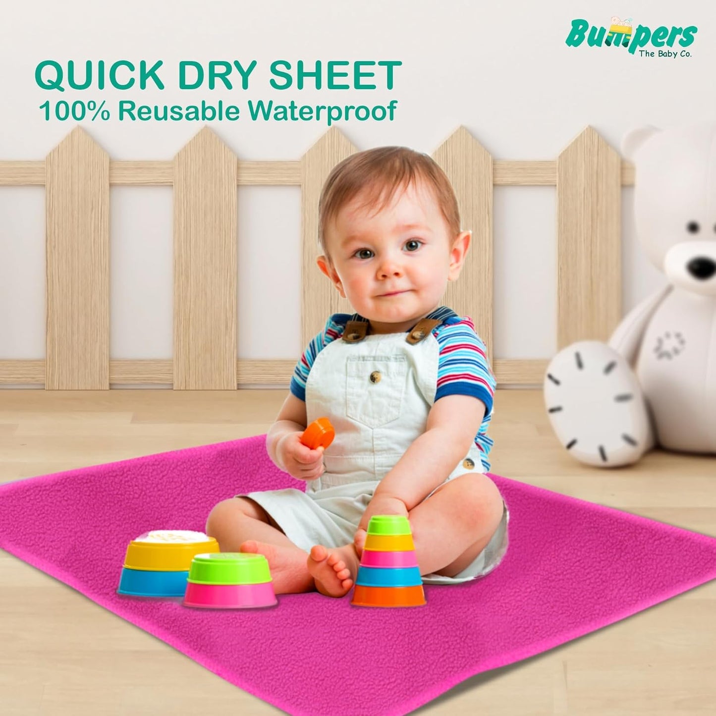 Anti-Piling Quick Dry & Absorbent Sheet Polycotton Baby Bed Protecting Waterproof Mat