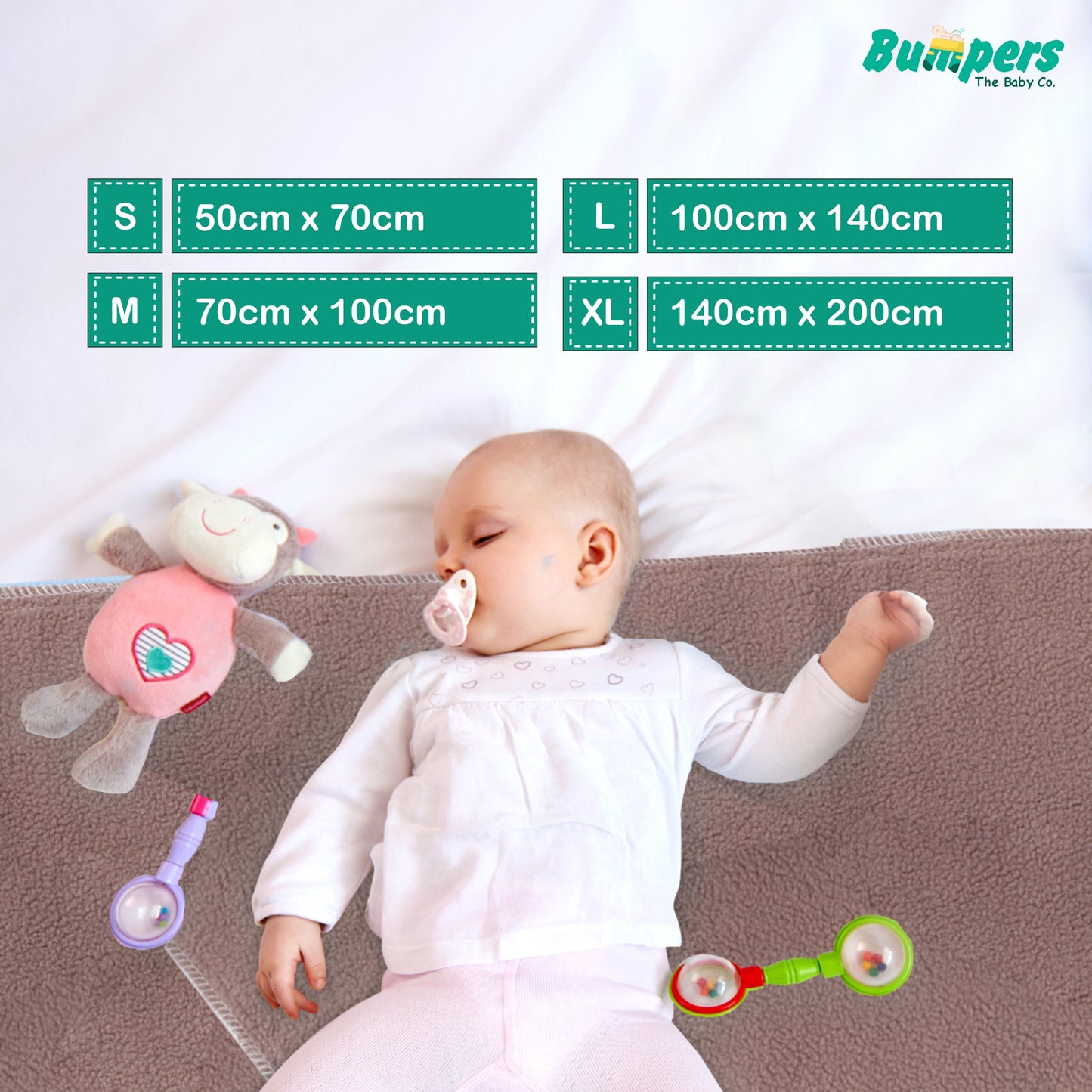 Anti-Piling Quick Dry & Absorbent Sheet Polycotton Baby Bed Protecting Waterproof Mat (Brown)