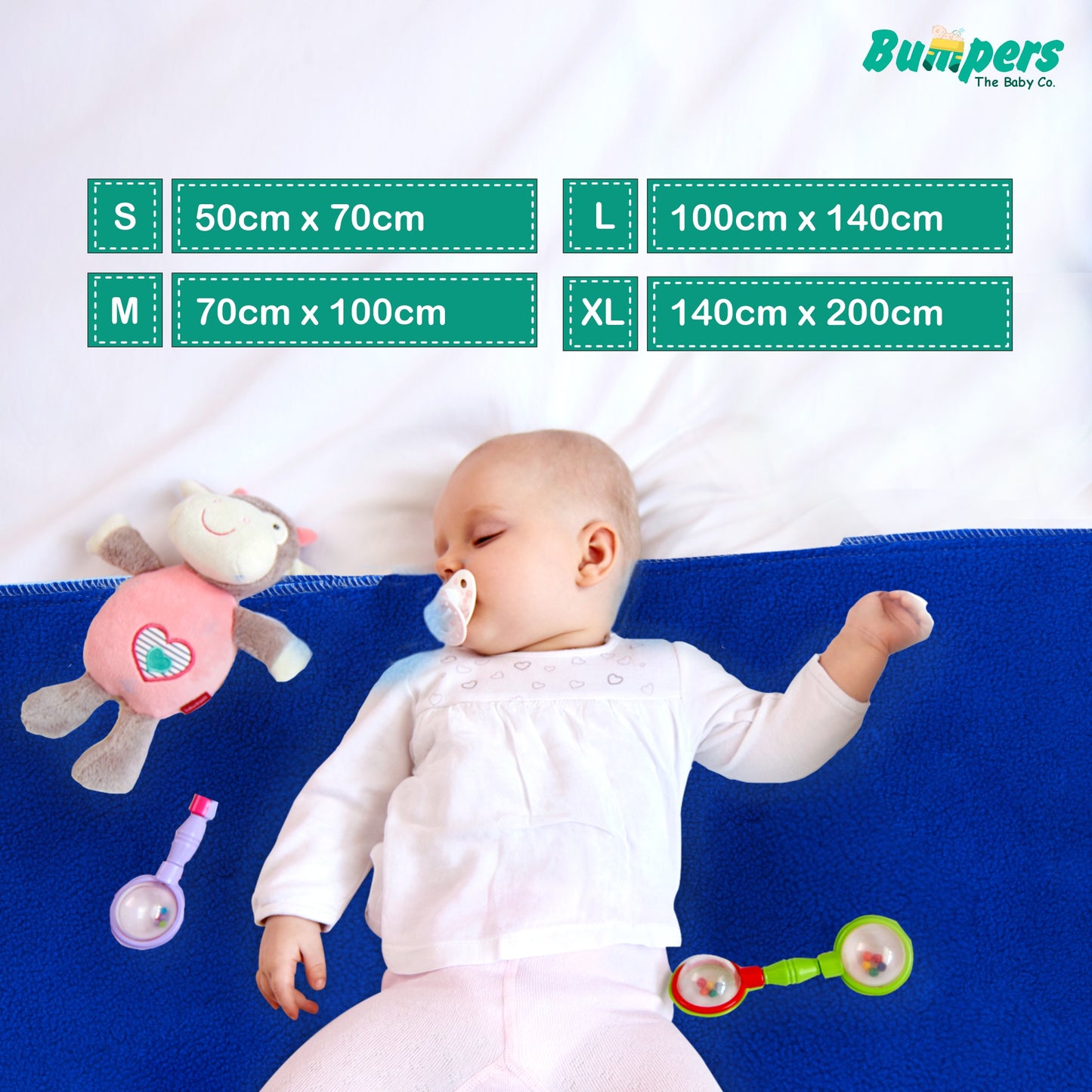 Baby Anti-Piling Quick Dry & Absorbent Sheet Polycotton Baby Bed Protecting Waterproof Mat - Bumpers