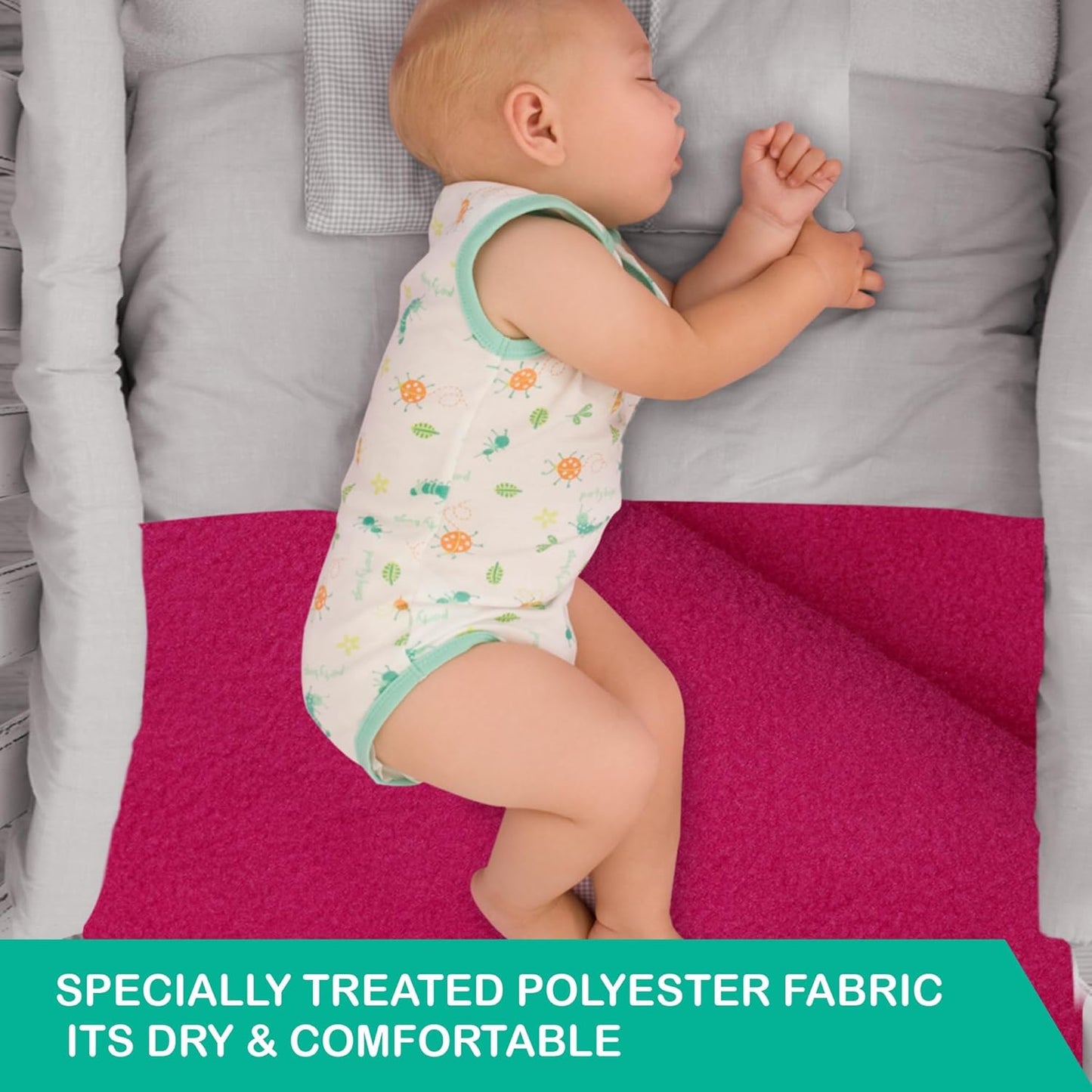 Waterproof Quick Dry Sheet for Baby| Bed Pad Extra Absorbent Washable Mattress Protector| Baby Bed Protecting Waterproof Mat (Rani Pink)