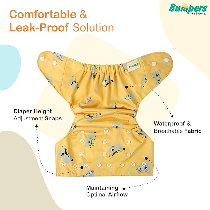Extra Absorbant, Reusable, Organic, Waterproof & Adjustable cloth diaper for babies/Kids (Combo, Free size, Royal Blue+Beige)