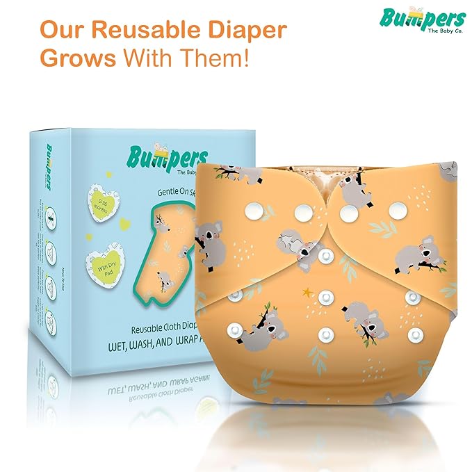 Extra Absorbant, Reusable, Organic, Waterproof & Adjustable cloth diaper for babies/Kids (Combo, Free size, Royal Blue+Beige)