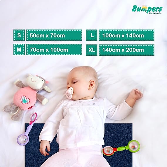 Quick Dry Sheet for Baby| Bed Pad Extra Absorbent Washable Mattress for babies (200 *140) XL Size - Bumpers