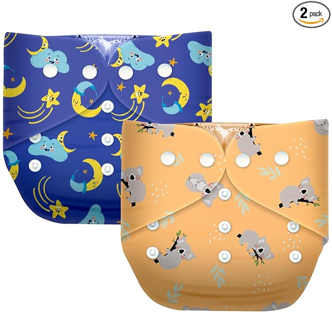 Extra Absorbant, Reusable, Organic, Waterproof & Adjustable cloth diaper for babies/Kids (Combo, Free size, Royal Blue+Beige)