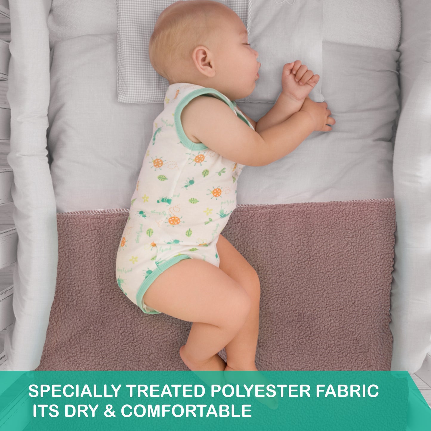 Anti-Piling Quick Dry & Absorbent Sheet Polycotton Baby Bed Protecting Waterproof Mat (Brown)