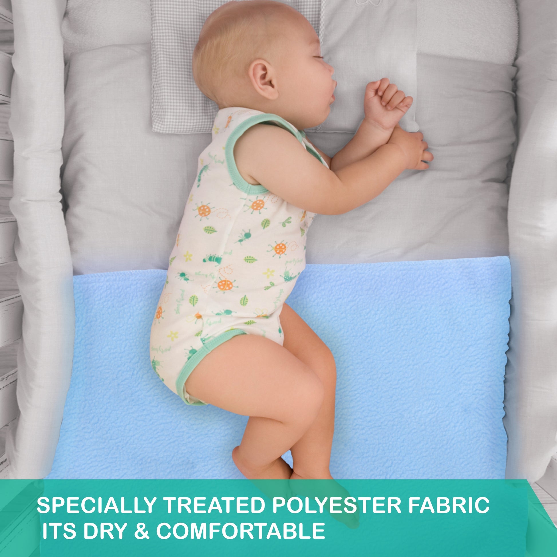Anti-Piling Interlock Quick Dry & Absorbent Sheet Polycotton Baby Bed Protecting Waterproof (Pack of 2 ) - Bumpers