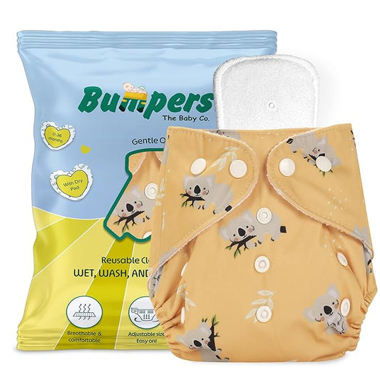 Extra Absorbant, Reusable, Organic, Waterproof & Adjustable cloth diaper for babies/Kids |Free size
