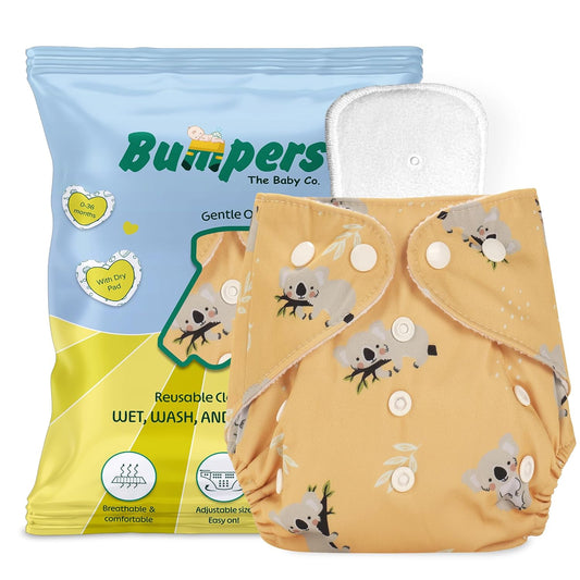Cotton Diaper| Extra Absorbant, Reusable, Waterproof & Adjustable cloth diaper, Free size