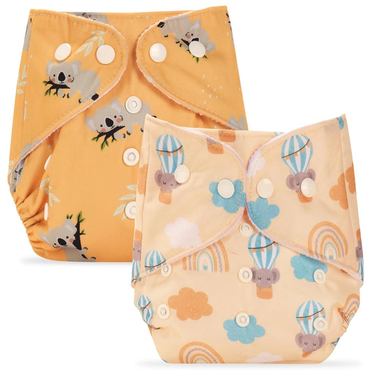 Extra Absorbant, Reusable, Organic, Waterproof & Adjustable cloth diaper for babies/Kids |  Free size (Beige + Light Pink)