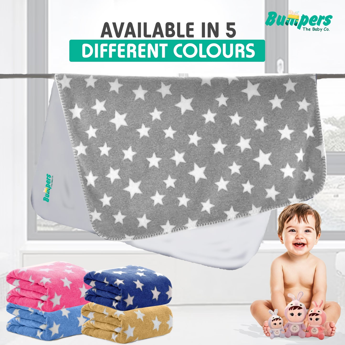 Bumpers Baby Fleece Blanket |Grey, Pack of 1
