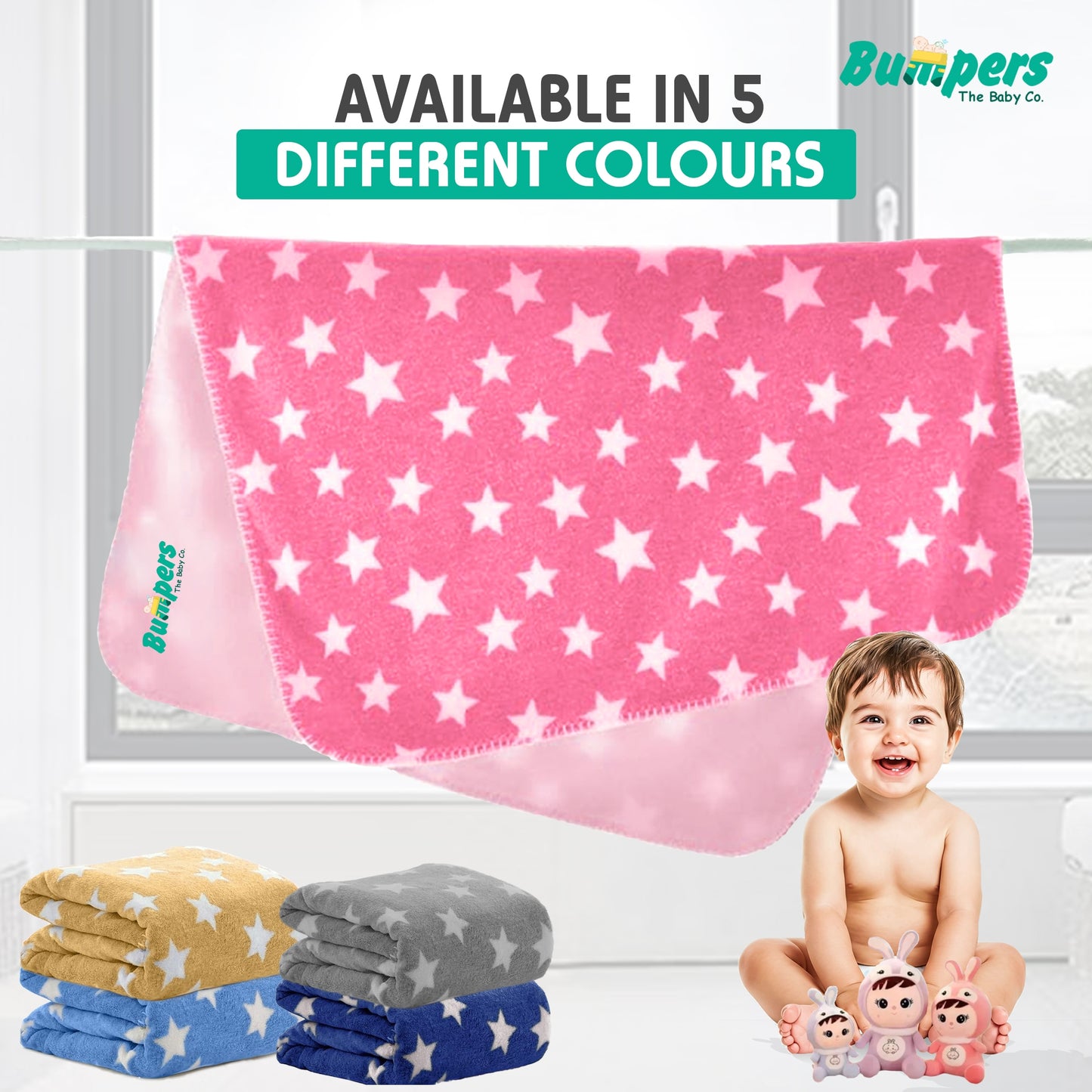 Bumpers Baby Fleece Blanket |.Pink, Pack of 1
