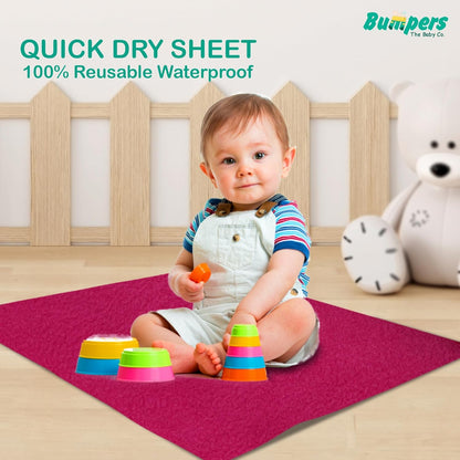Waterproof Quick Dry Sheet for Baby| Bed Pad Extra Absorbent Washable Mattress Protector| Baby Bed Protecting Waterproof Mat (Rani Pink)