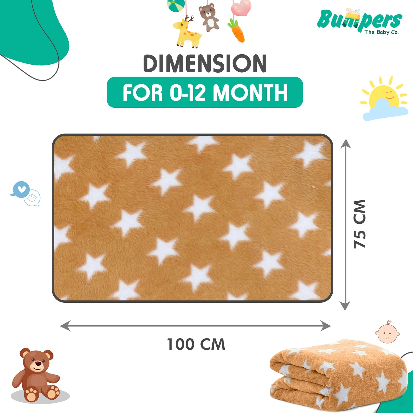 Bumpers Baby Fleece Blanket |Brown, Pack of 1