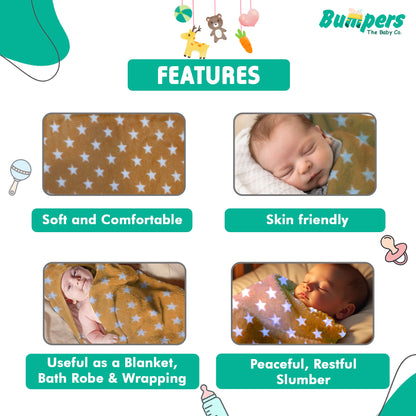 Bumpers Baby Fleece Blanket |Brown, Pack of 1