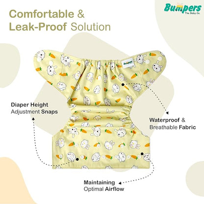 Extra Absorbant, Reusable, Organic, Waterproof & Adjustable cloth diaper for babies/Kids | Combo, Free size