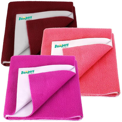 Bumpers Anti-Piling Quick Dry & Absorbent Sheet Polycotton Baby Bed Protecting Waterproof Mat (Royal Blue, Dark Blue, Grey, Small (70 x 50cm), Pack of 3)